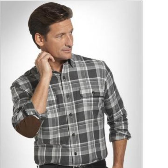 Polo Ralph Lauren Other - Polo Ralph Lauren Classic Fit Grey Plaid Sport Shirt w Suede Elbow Patches